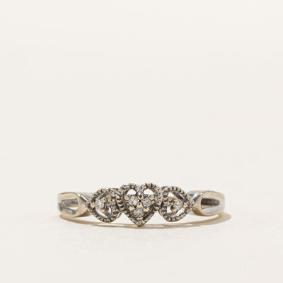 10K Diamond Three Open Heart Ring | 0.04ctw | SZ 6.75