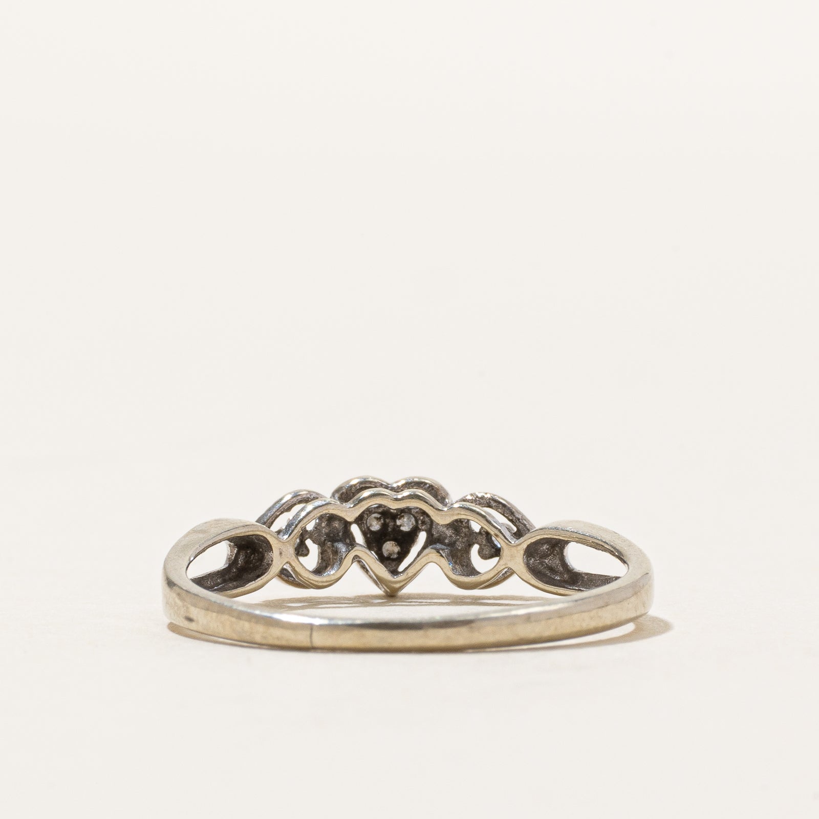 10K Diamond Three Open Heart Ring | 0.04ctw | SZ 6.75