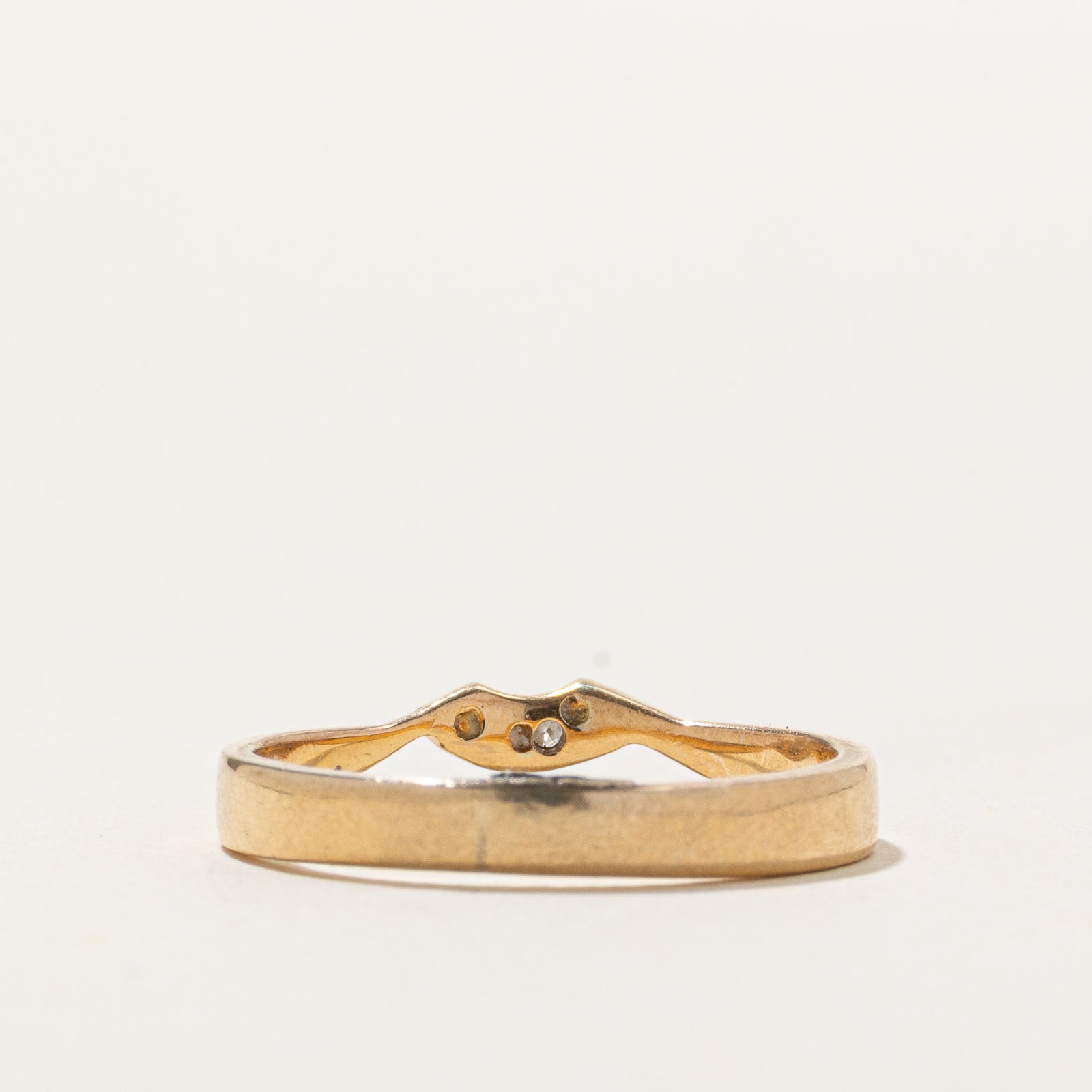14K Two Tone Gold Diamond Contour Ring | 0.01ct | SZ 5.25
