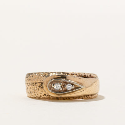 10K Diamond Textured Teardrop Ring | 0.04ctw | SZ 5.5
