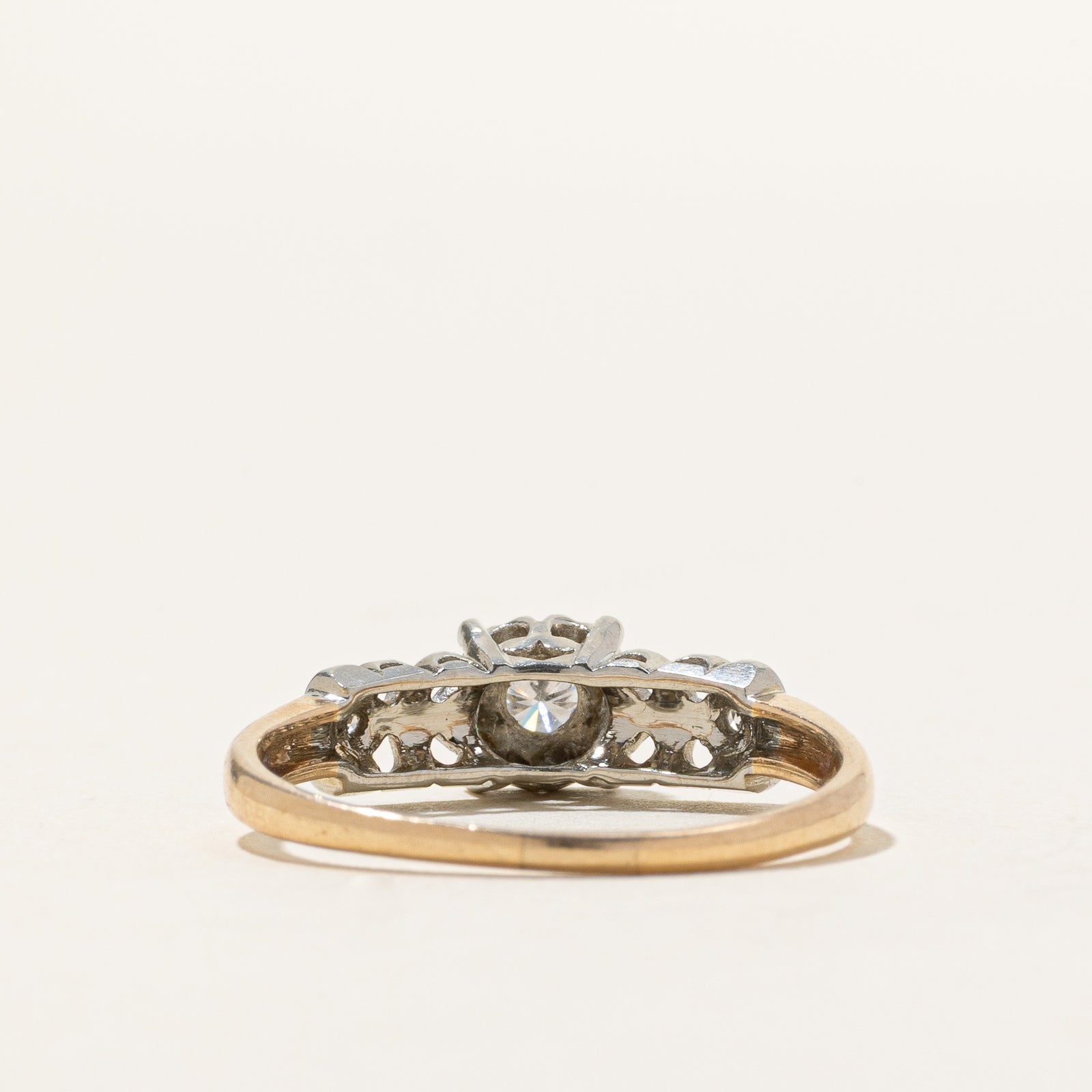 14K Two Tone Gold Illusion Set Diamond Ring | 0.15ctw | SZ 7.75