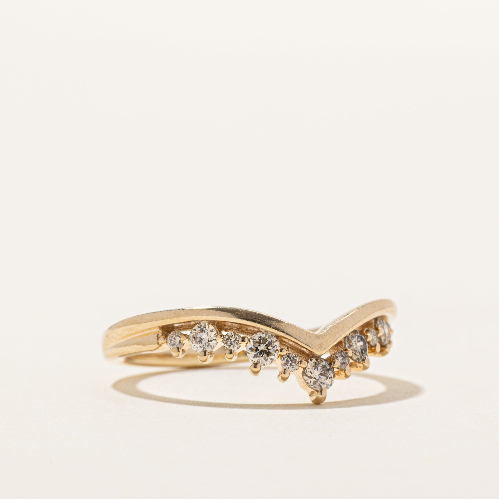 10K Semi Eternity Diamond Chevron Ring | 0.25ctw | SZ 5.75