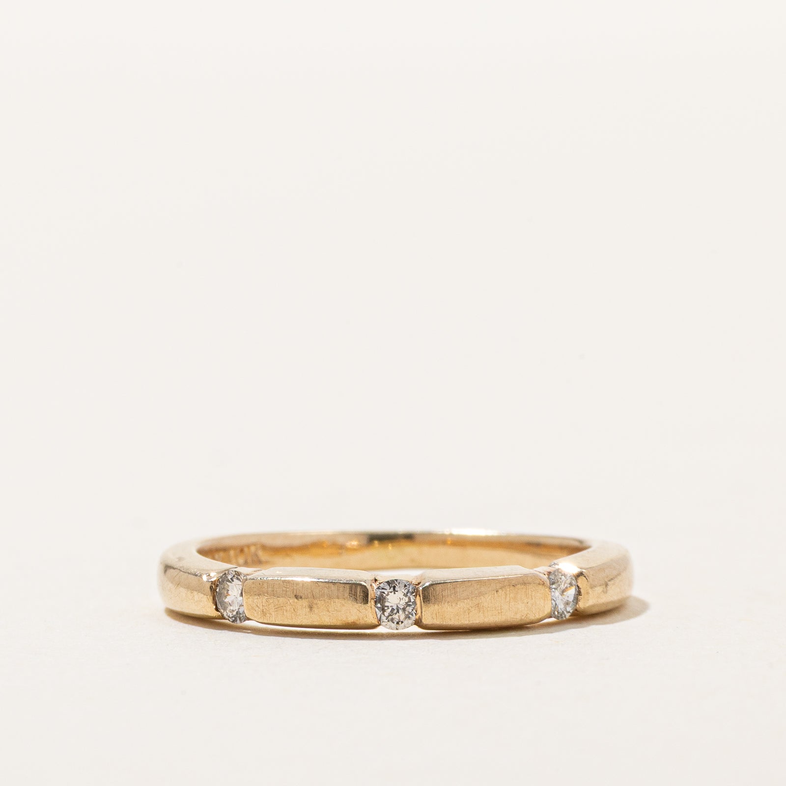 10K Flush Set Three Stone Diamond Band | 0.10ctw | SZ 5
