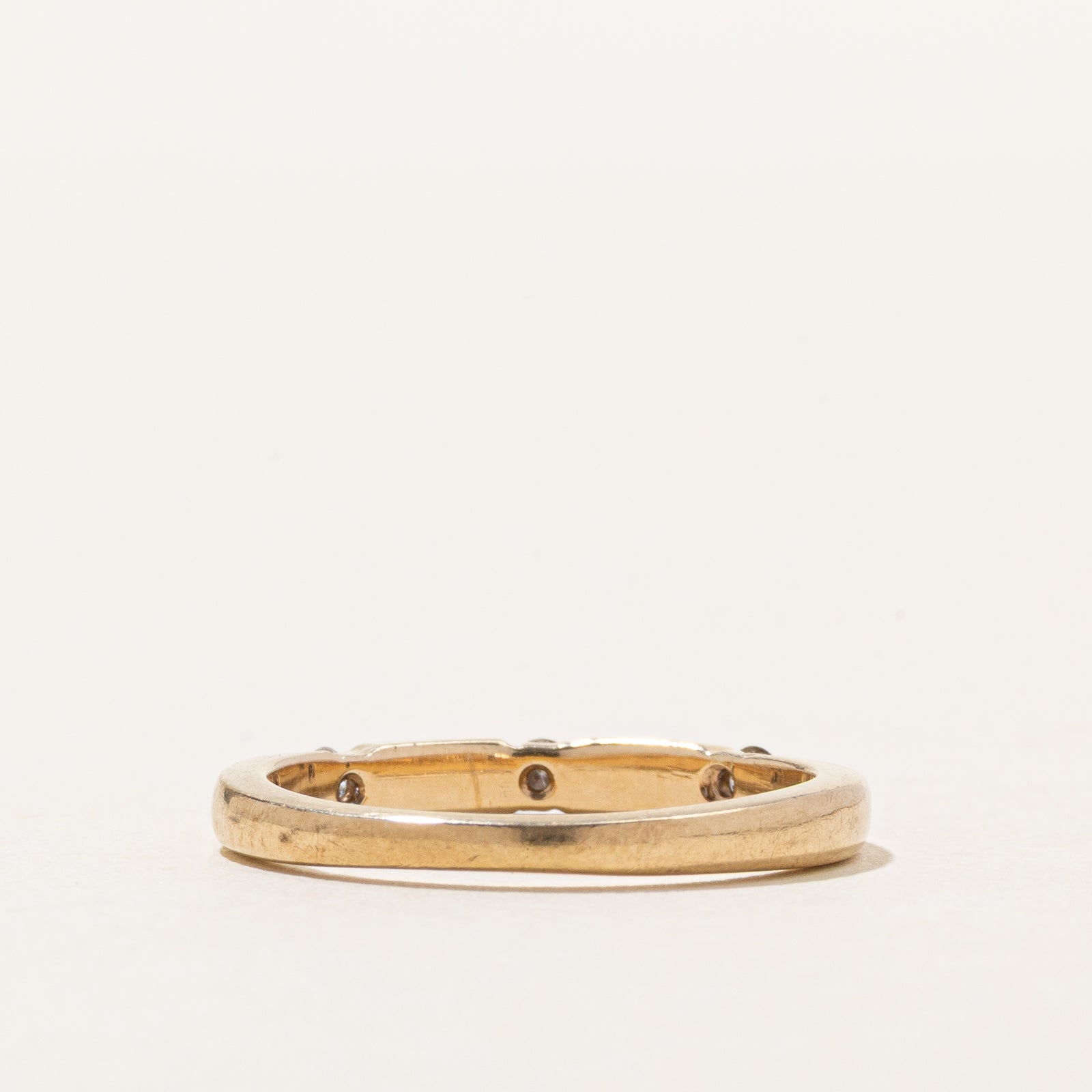 10K Flush Set Three Stone Diamond Band | 0.10ctw | SZ 5