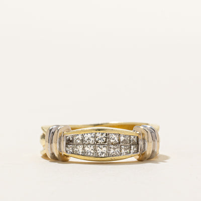 18K Double Row Diamond Grooved Ring | 0.60ctw | SZ 6.25