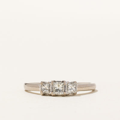18K Three Stone Princess Cut Diamond Ring | 0.55ctw | SZ 8.25
