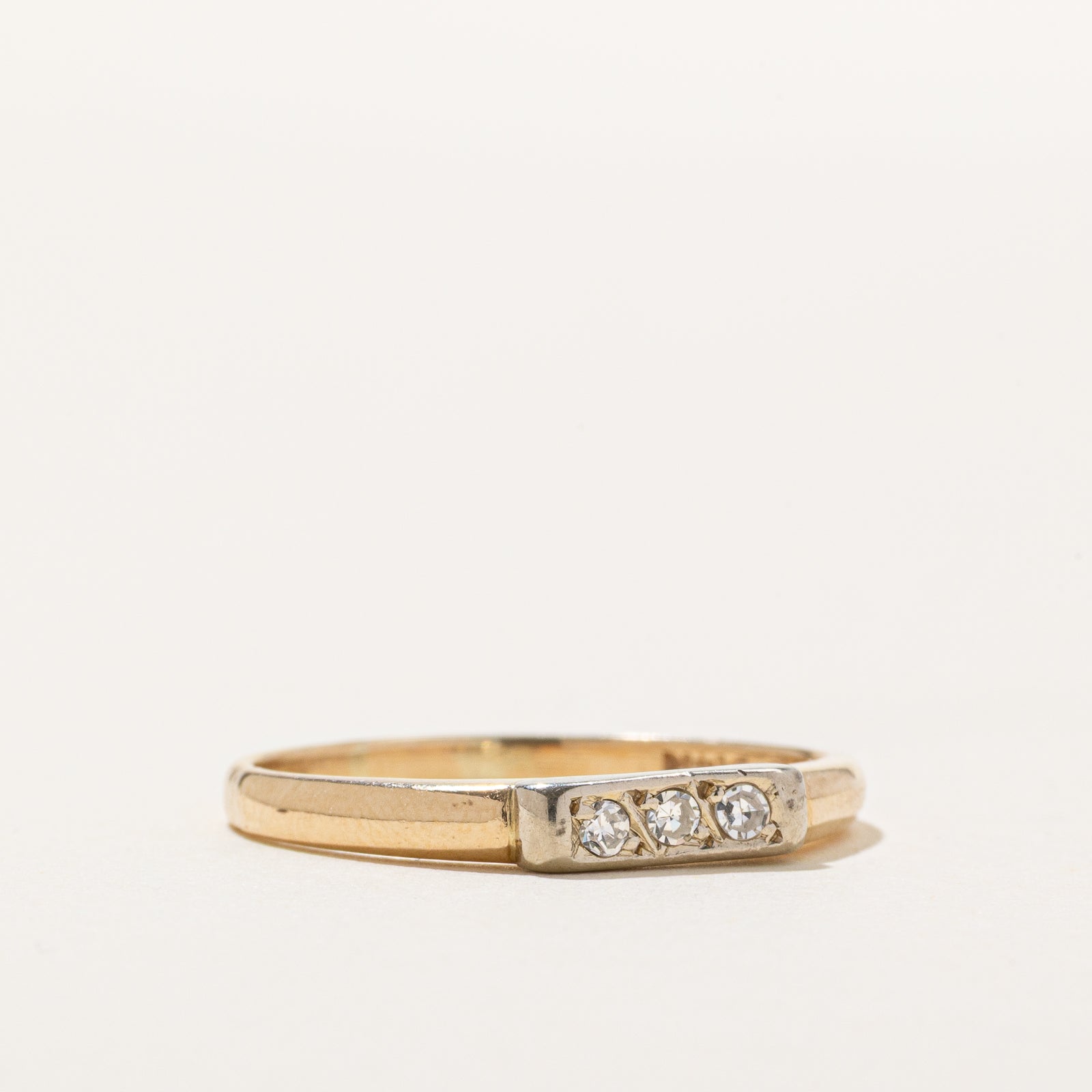 14K Three Stone Diamond Petite Band | 0.06ctw | SZ 8
