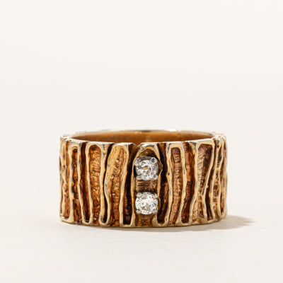 10K Two Stone Diamond Textured Band | 0.15ctw | SZ 9.25