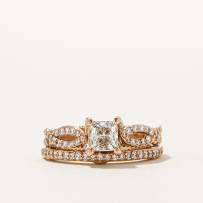 GIA Certified Princess Cut Diamond Soldered Wedding Ring Set | 2.05ctw | 8.5