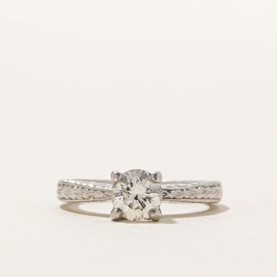 1990 GIA Certified Diamond Engraved Engagement Ring | 1.02ct SI1 E | SZ 6.5