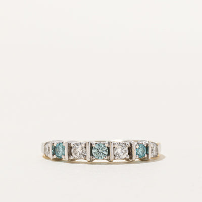 Semi Eternity Blue & White Diamond Ring | 0.21ctw, 0.29ctw | SZ 7.75