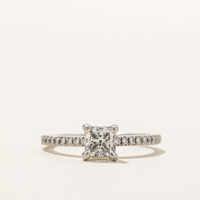 GIA Certified Princess Cut Diamond Engagement Ring | 0.99ctw VS1 F | SZ 7