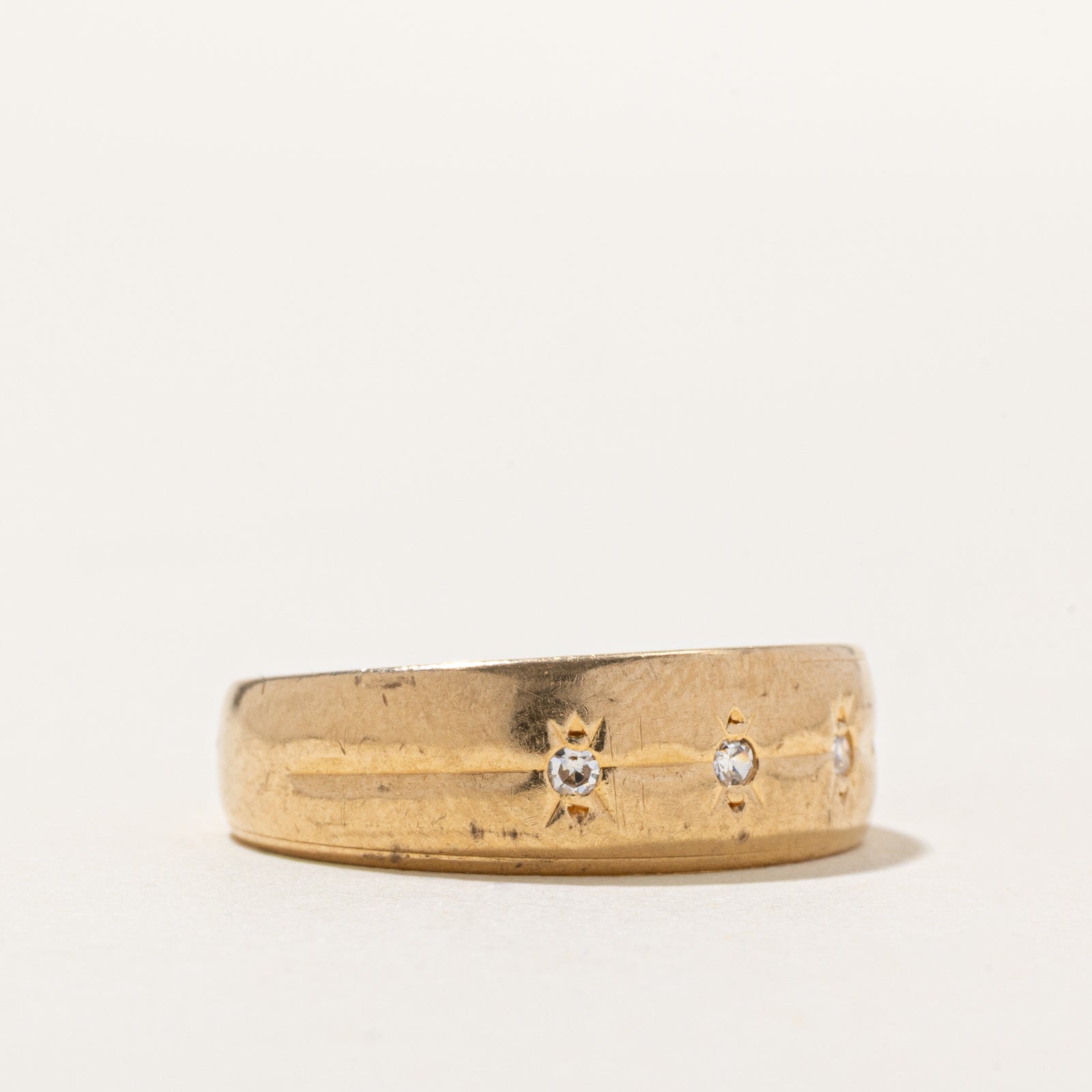 14K Three Stone Star Set Diamond Band | 0.06ctw | SZ 7.75