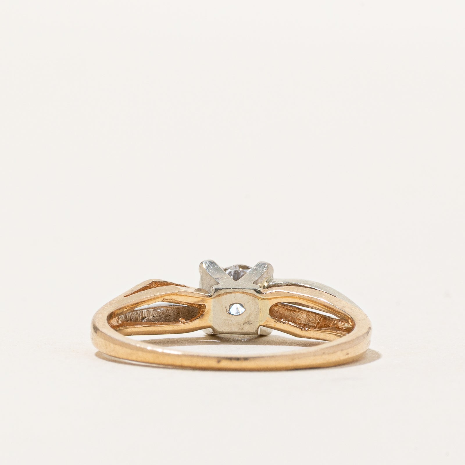14K Two Tone Gold Solitaire Diamond Ring | 0.21ct | SZ 3.75
