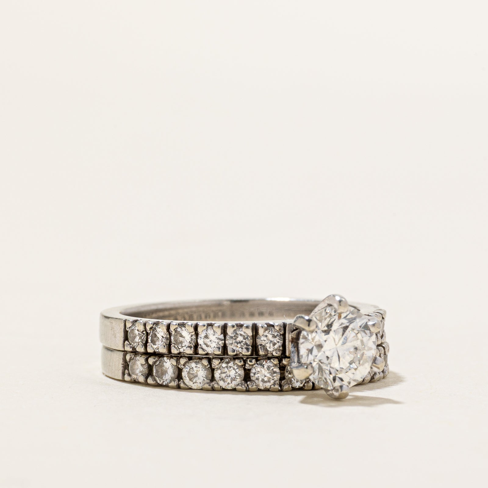 Round Brilliant Cut Diamond Wedding Ring Set | 1.74ctw | SZ 7.5