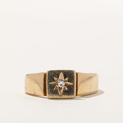 9K Star Set Diamond Signet Ring | 0.03ct | SZ 8.25