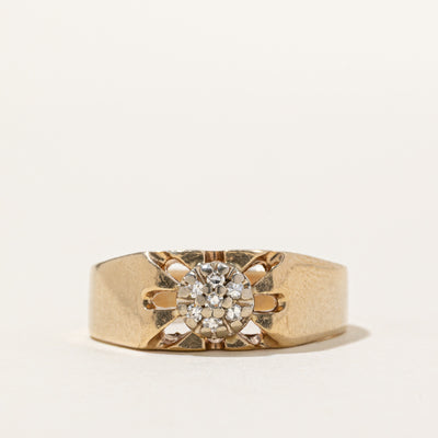 10K Diamond Cluster Chunky Ring | 0.11ctw | SZ 10.5
