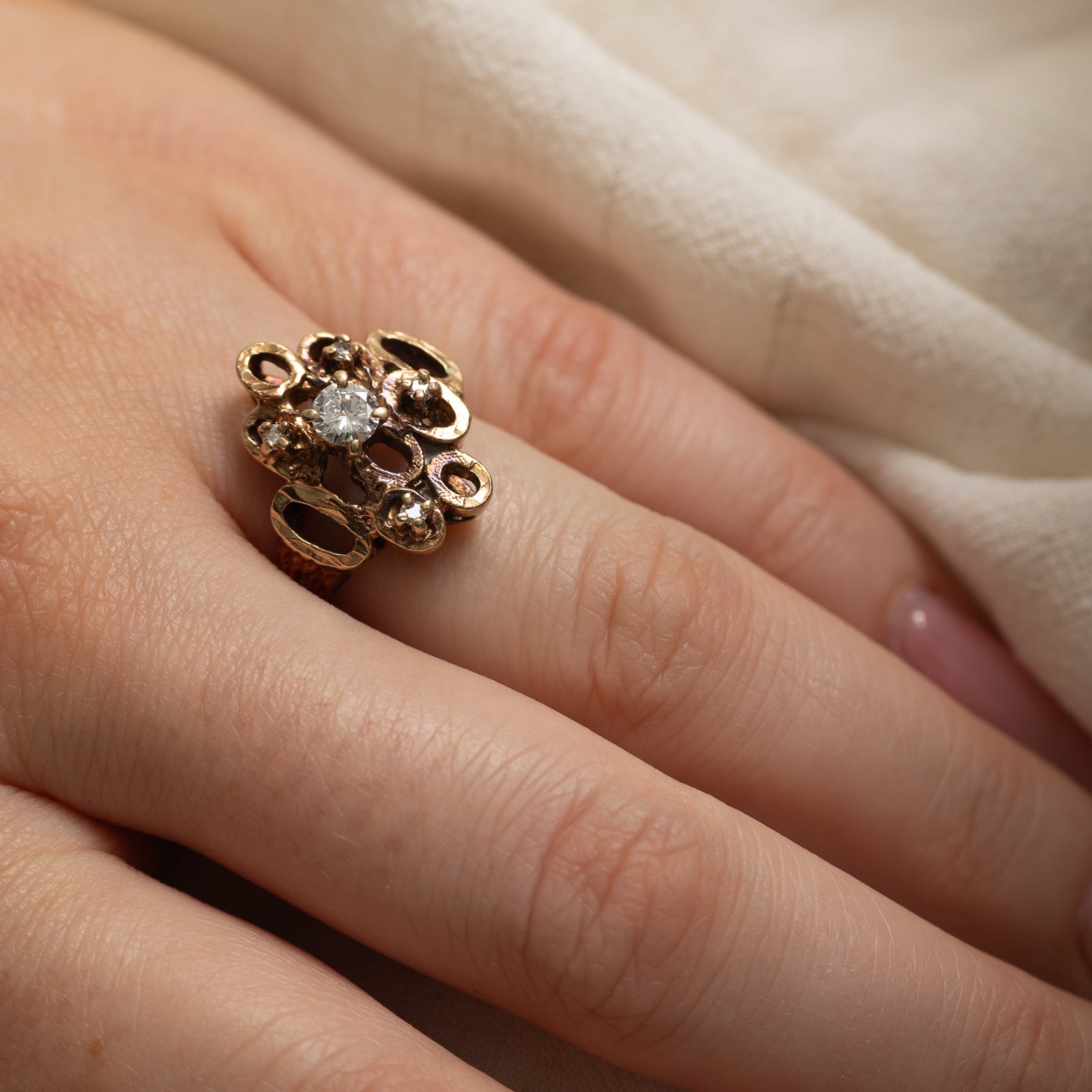 10K Diamond Openwork Abstract Ring | 0.37ctw | SZ 7