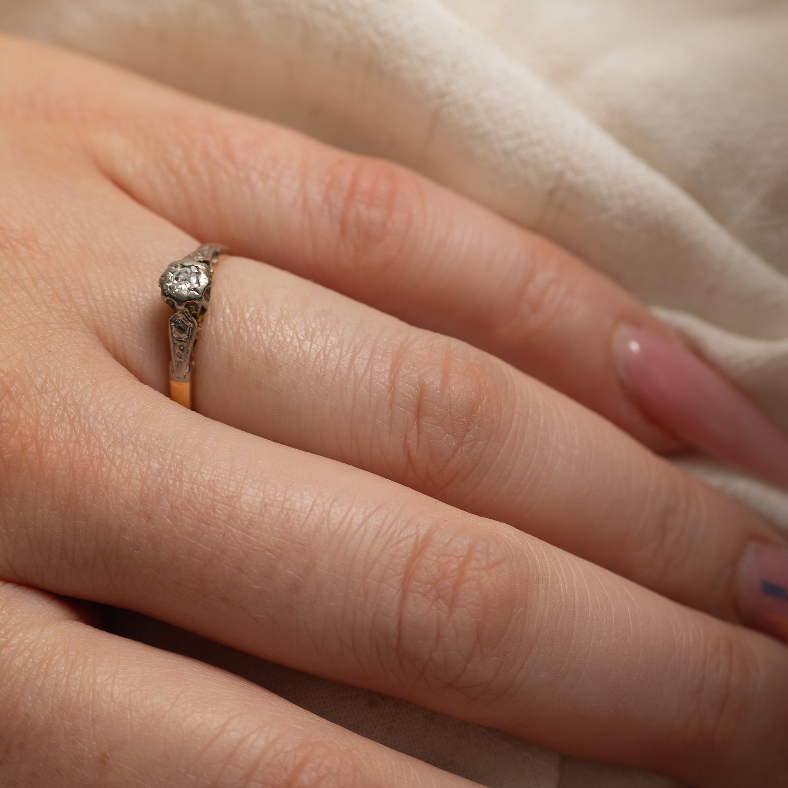 Antique 14K Solitaire Diamond Ring | 0.04ct | SZ 5.25