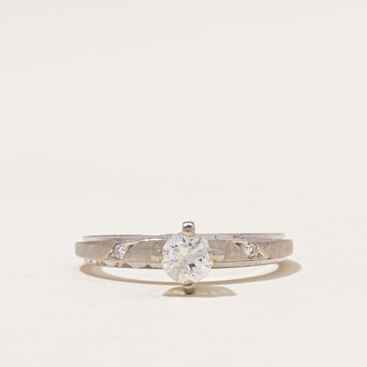 High Set Diamond Accented Textured Ring | 0.32ctw | SZ 5