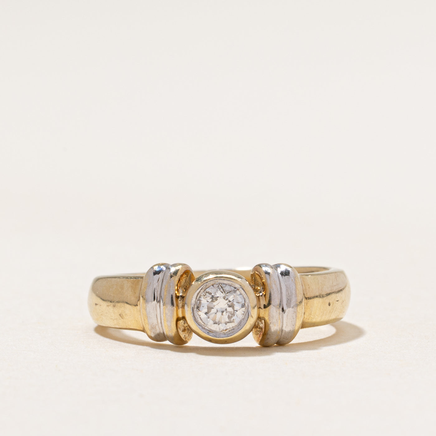 Two Tone Bezel Set Diamond Ring | 0.18ct | SZ 5