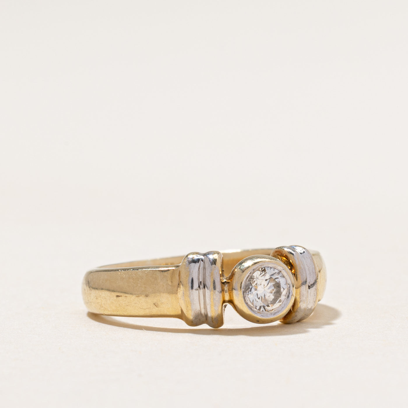 Two Tone Bezel Set Diamond Ring | 0.18ct | SZ 5