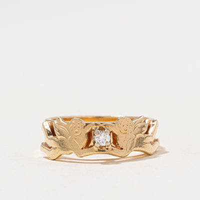 14k Solitaire Diamond Angel Ring | 0.05ct | SZ 5