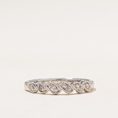 'Michael Hill' White Gold Diamond Scalloped Ring | 0.10ctw | SZ 7.5