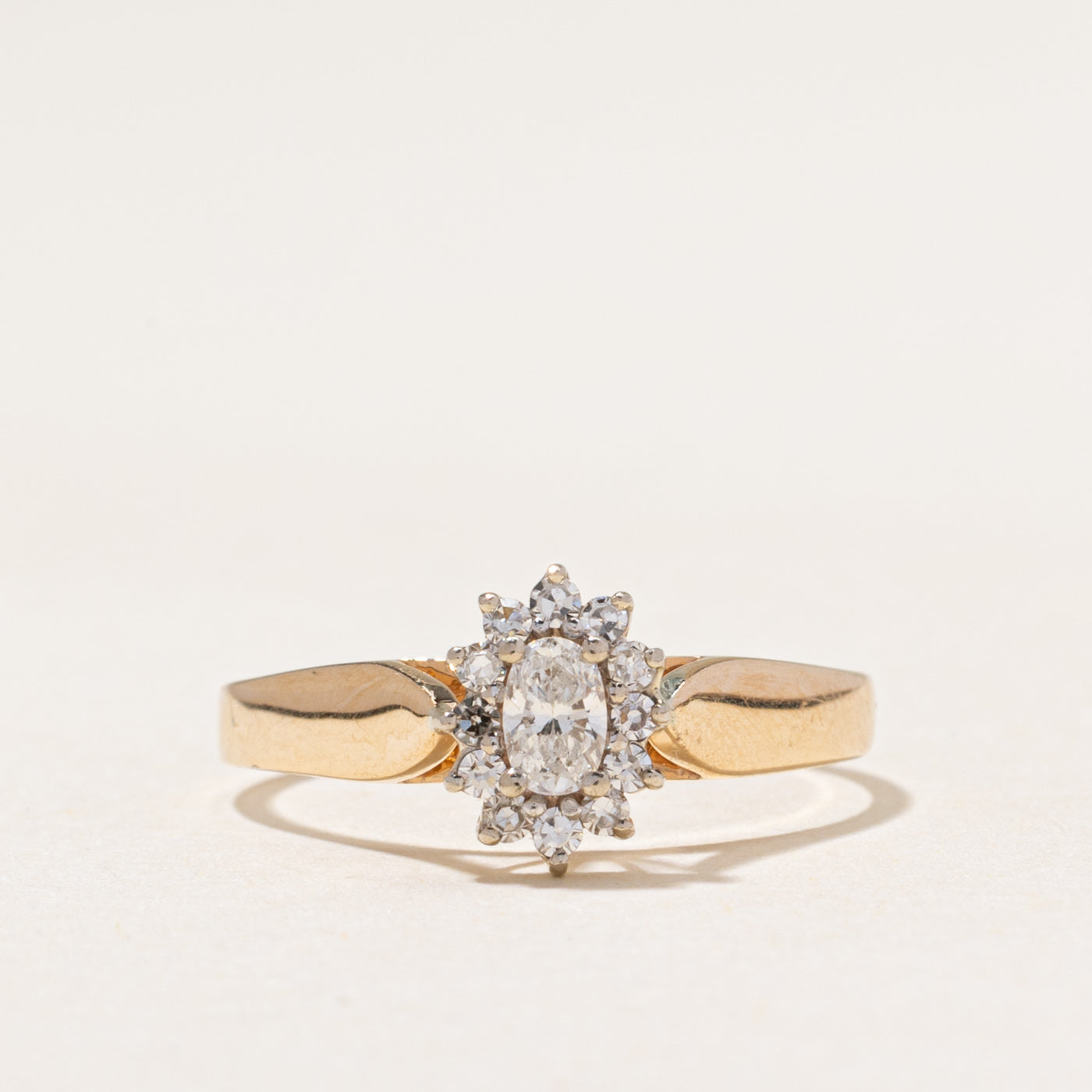 14K Diamond Halo Petal Ring | 0.30ctw | SZ 7
