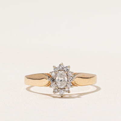 14K Diamond Halo Petal Ring | 0.30ctw | SZ 7