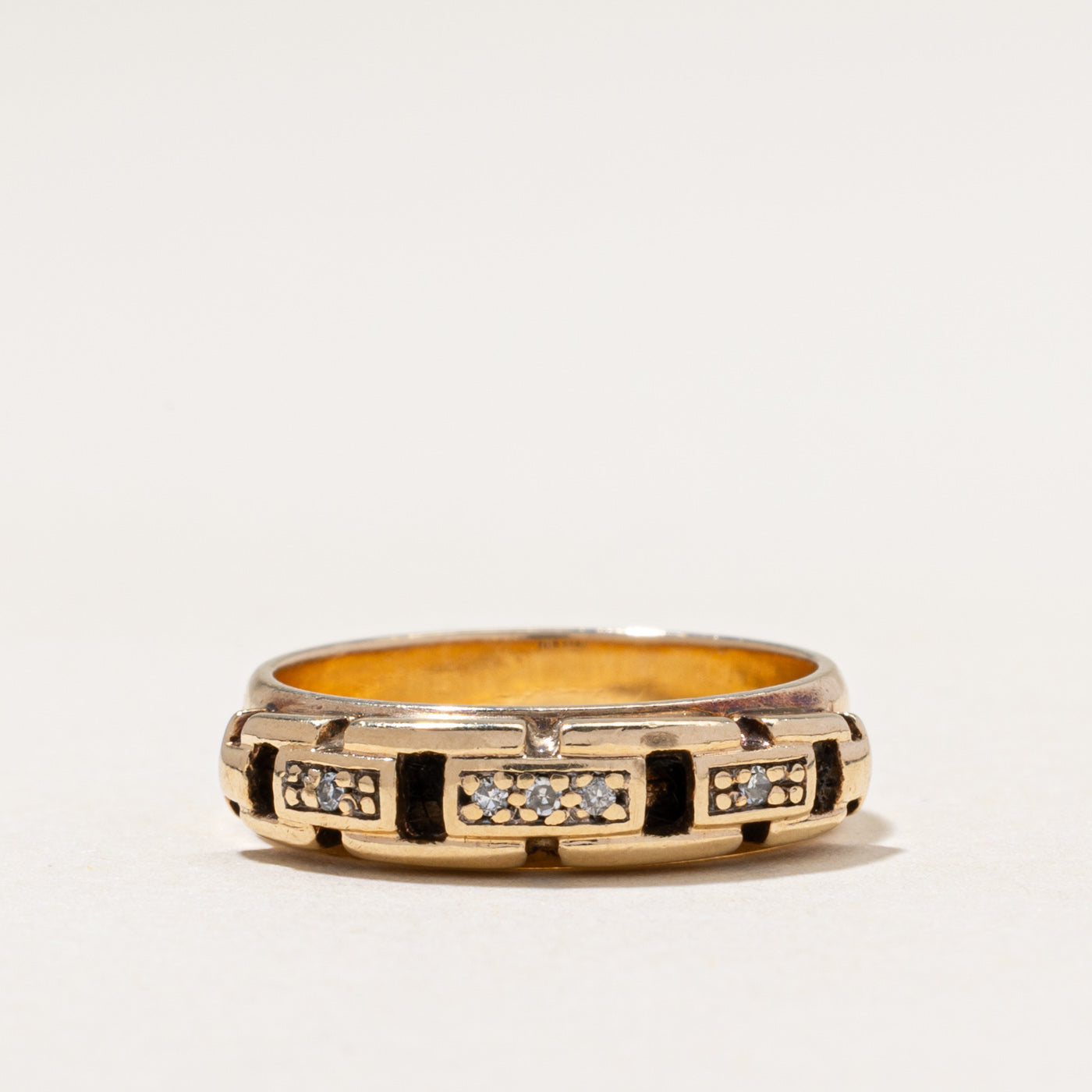 Pave Set Diamond Chain Ring | 0.05ctw | SZ 5.75
