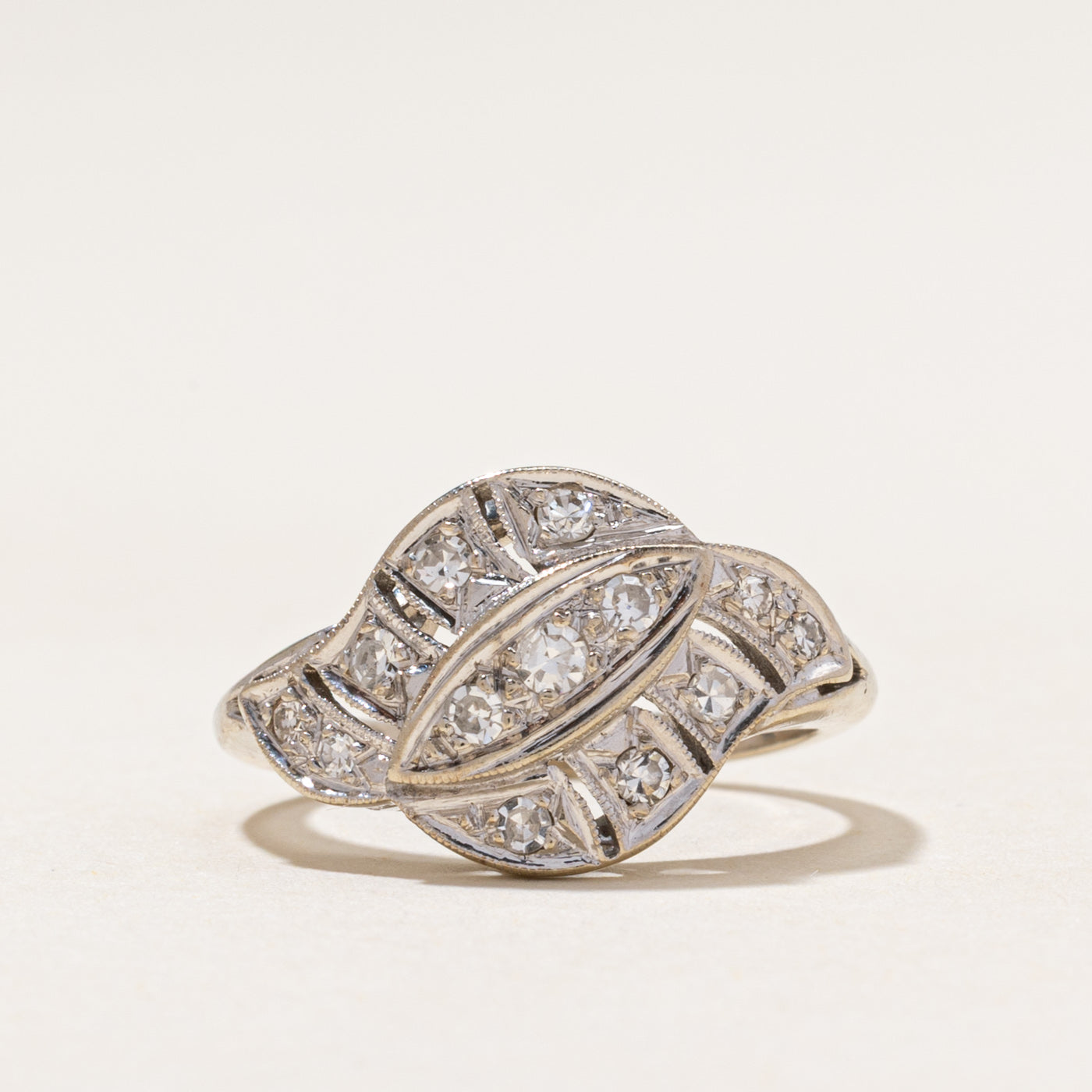 Diamond Cluster Milgrained Cocktail Ring | 0.23ctw | SZ 4.75