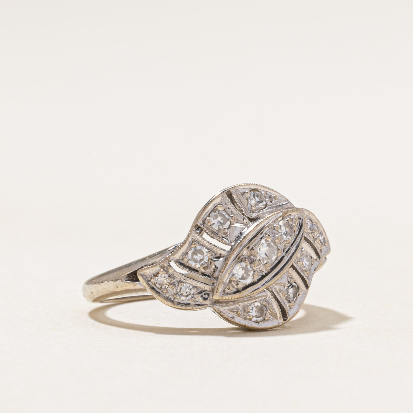 Diamond Cluster Milgrained Cocktail Ring | 0.23ctw | SZ 4.75
