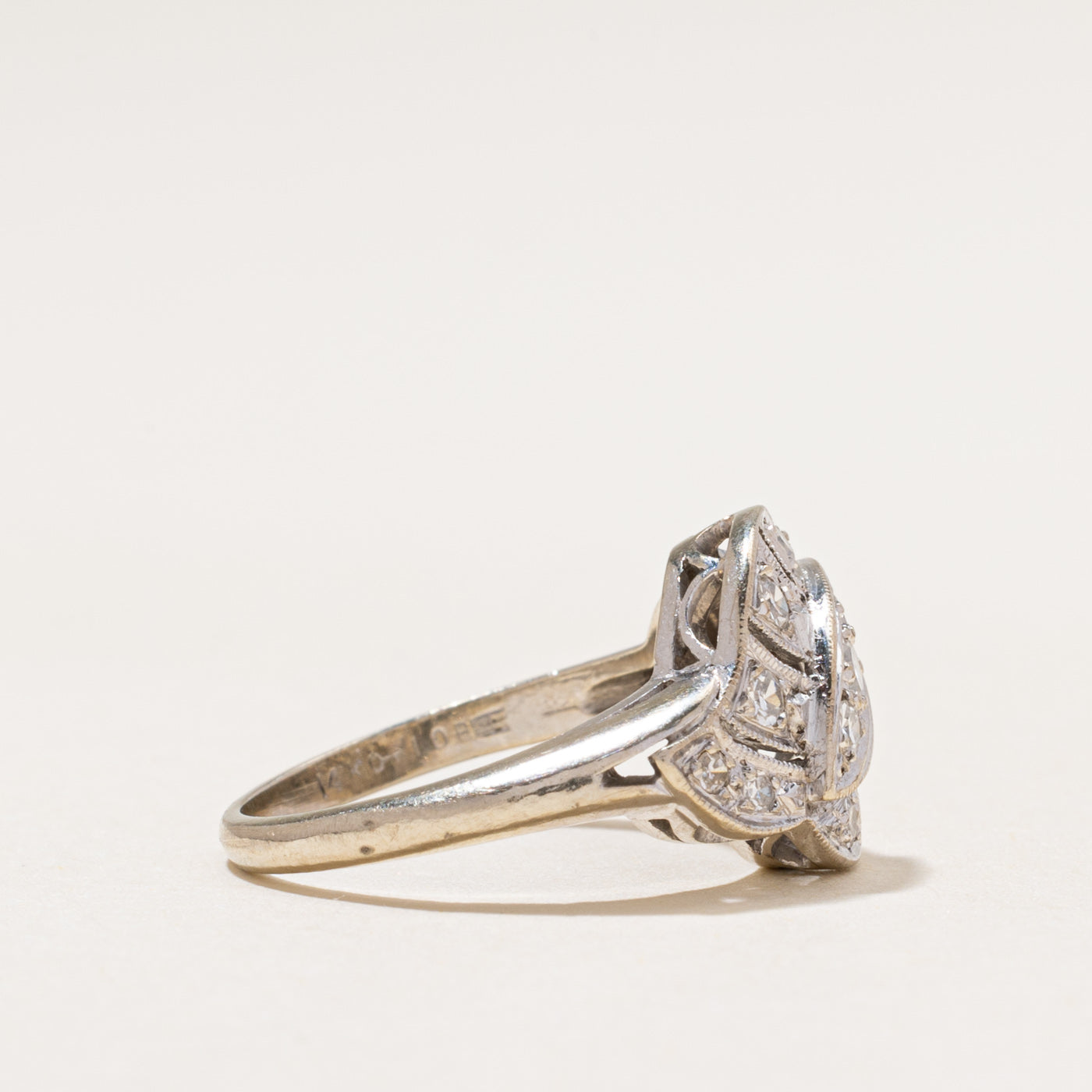Diamond Cluster Milgrained Cocktail Ring | 0.23ctw | SZ 4.75