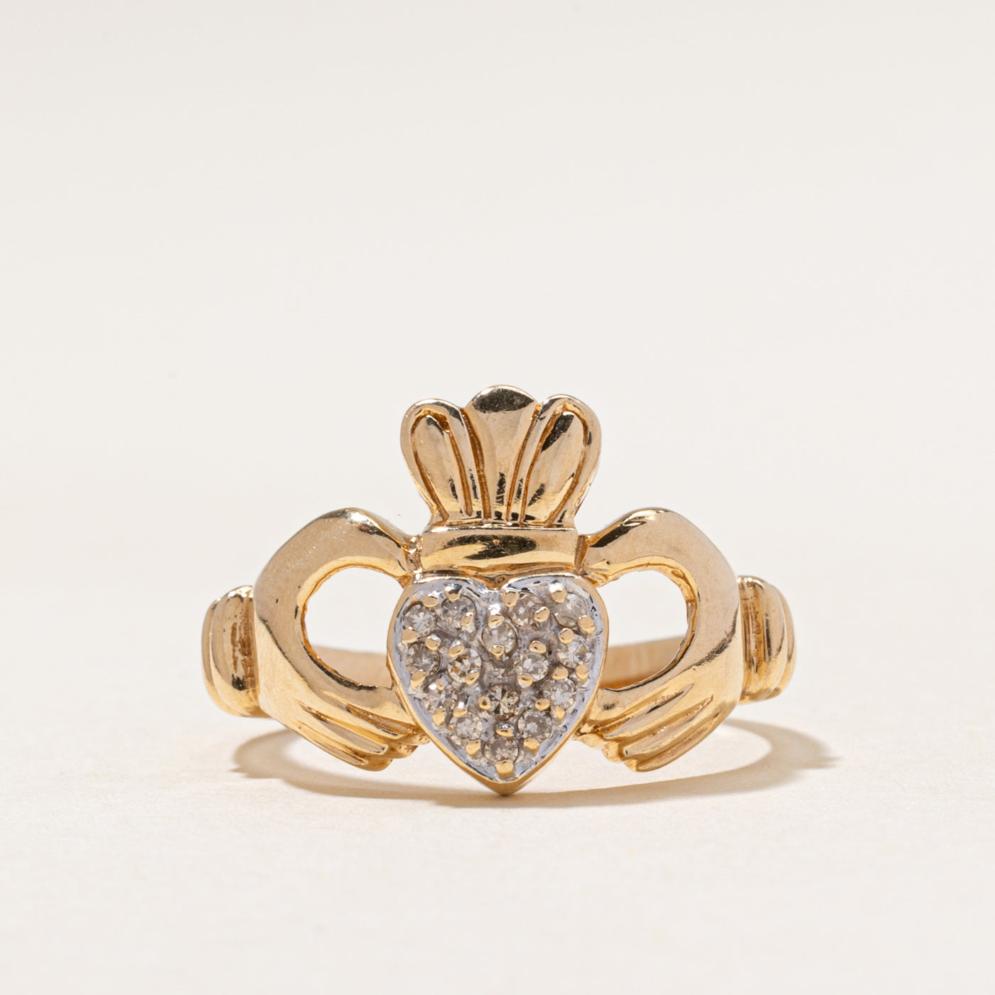Diamond Cluster Claddagh Ring | 0.10ctw | SZ 7