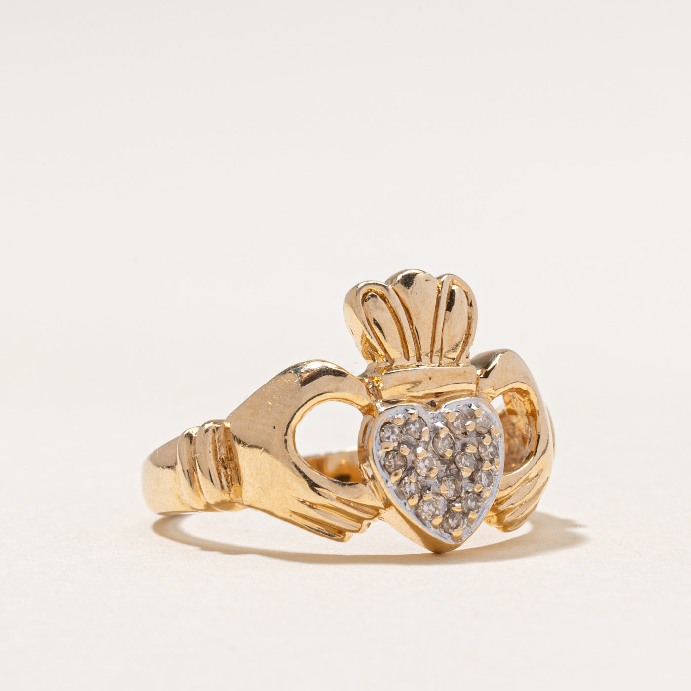 Diamond Cluster Claddagh Ring | 0.10ctw | SZ 7