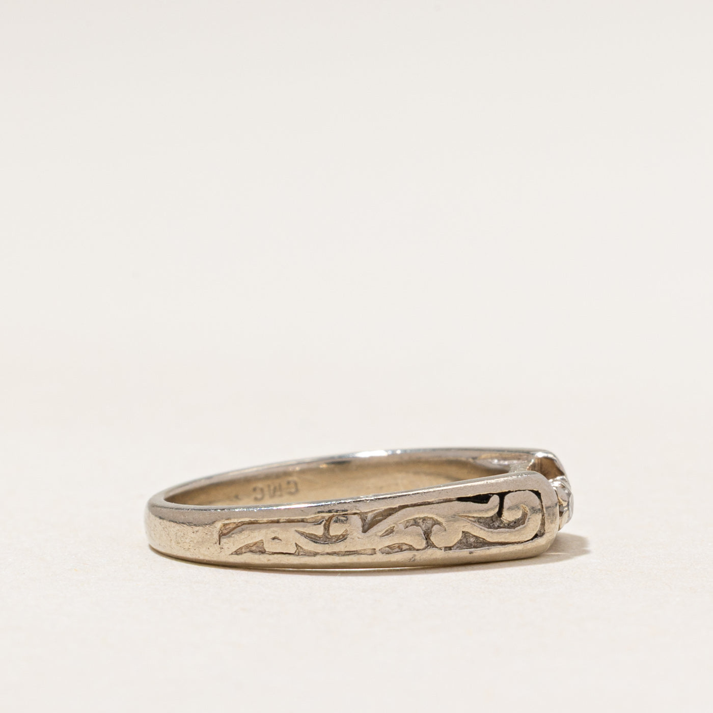 Two Stone Diamond Embossed Ring | 0.04ctw | SZ 6