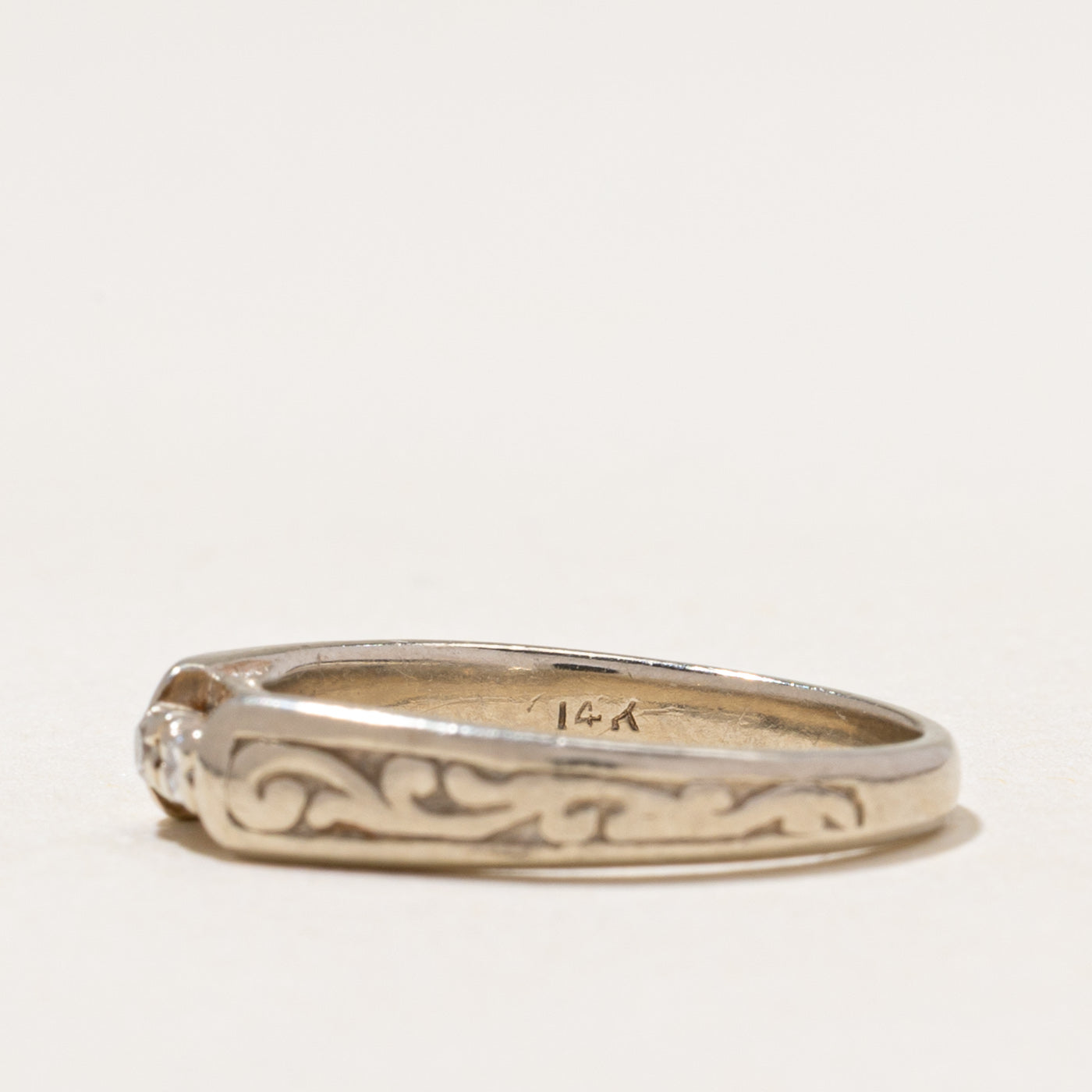 Two Stone Diamond Embossed Ring | 0.04ctw | SZ 6