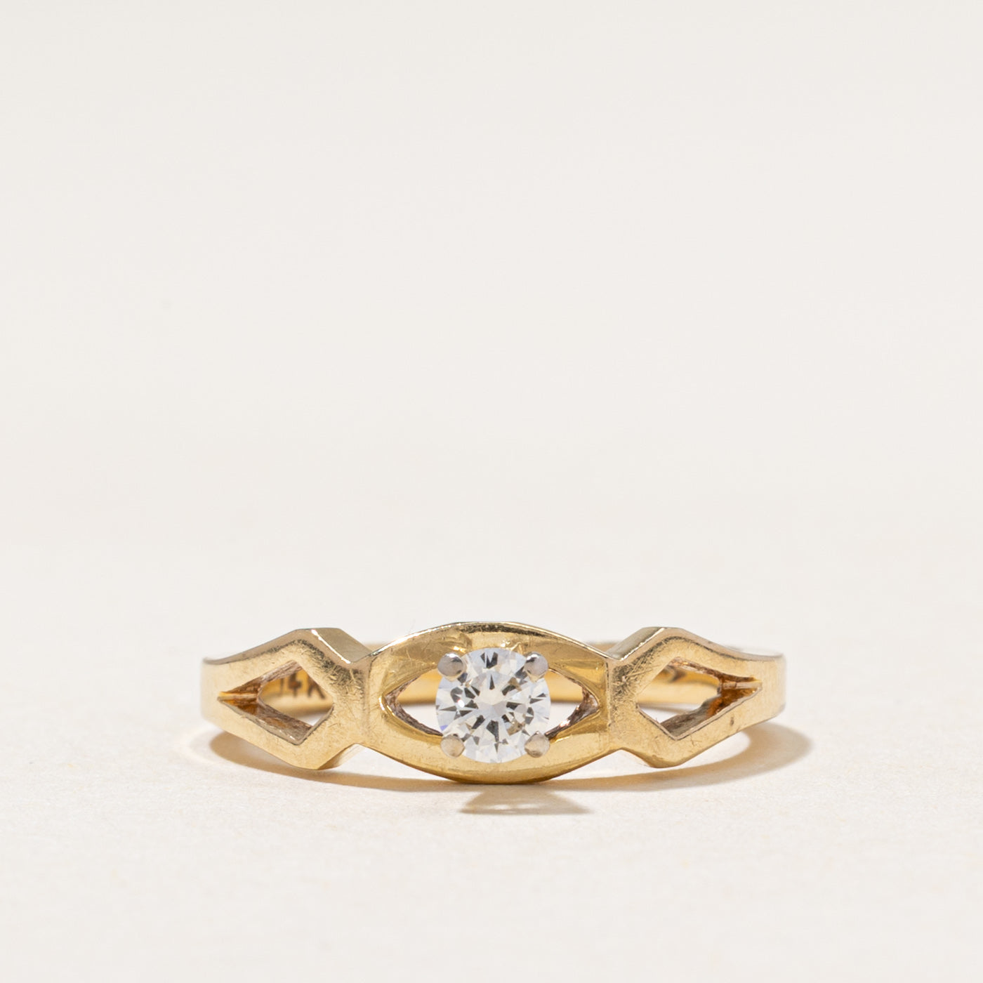 High Set Solitaire Diamond Open Shank Ring | 0.14ct | SZ 3.75