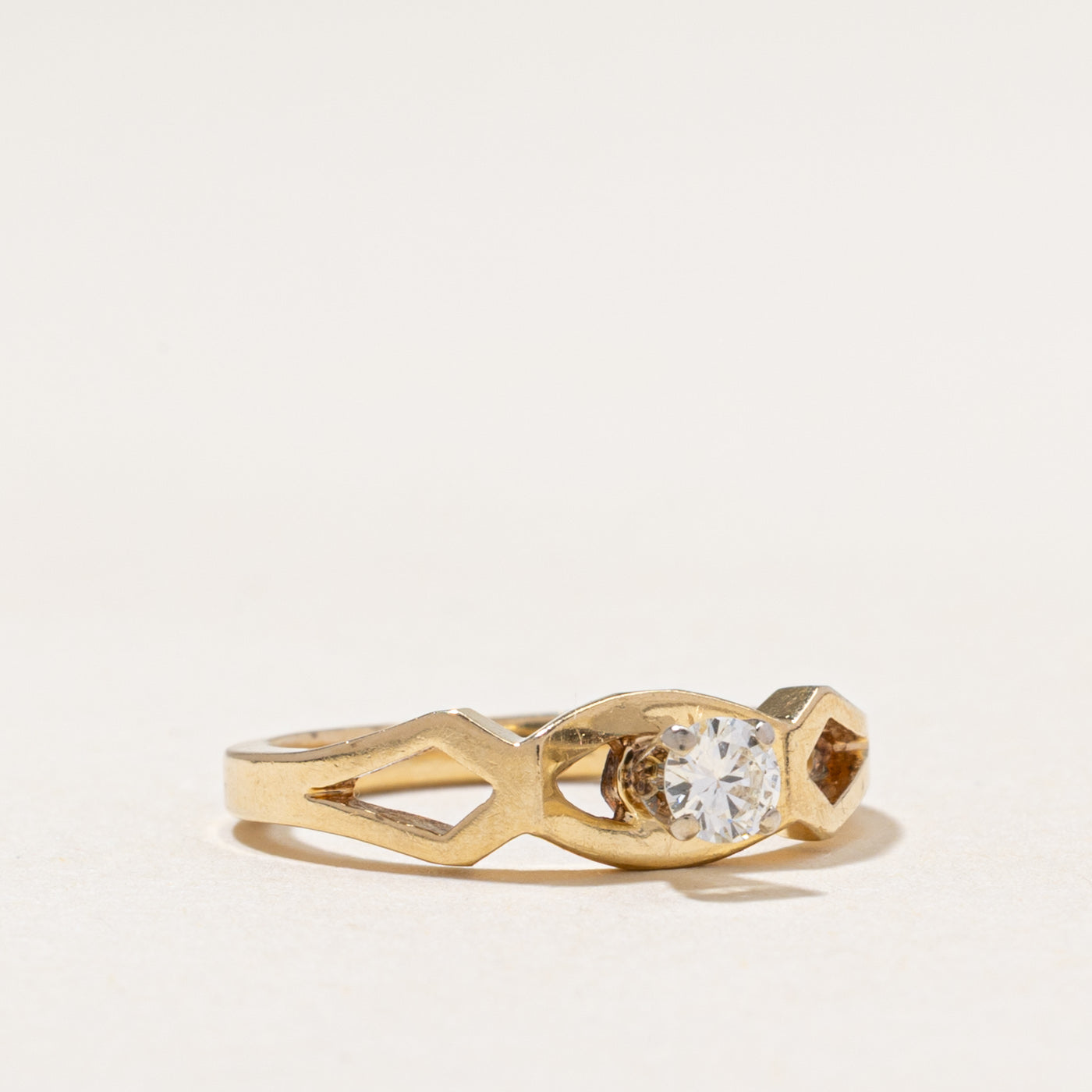 High Set Solitaire Diamond Open Shank Ring | 0.14ct | SZ 3.75