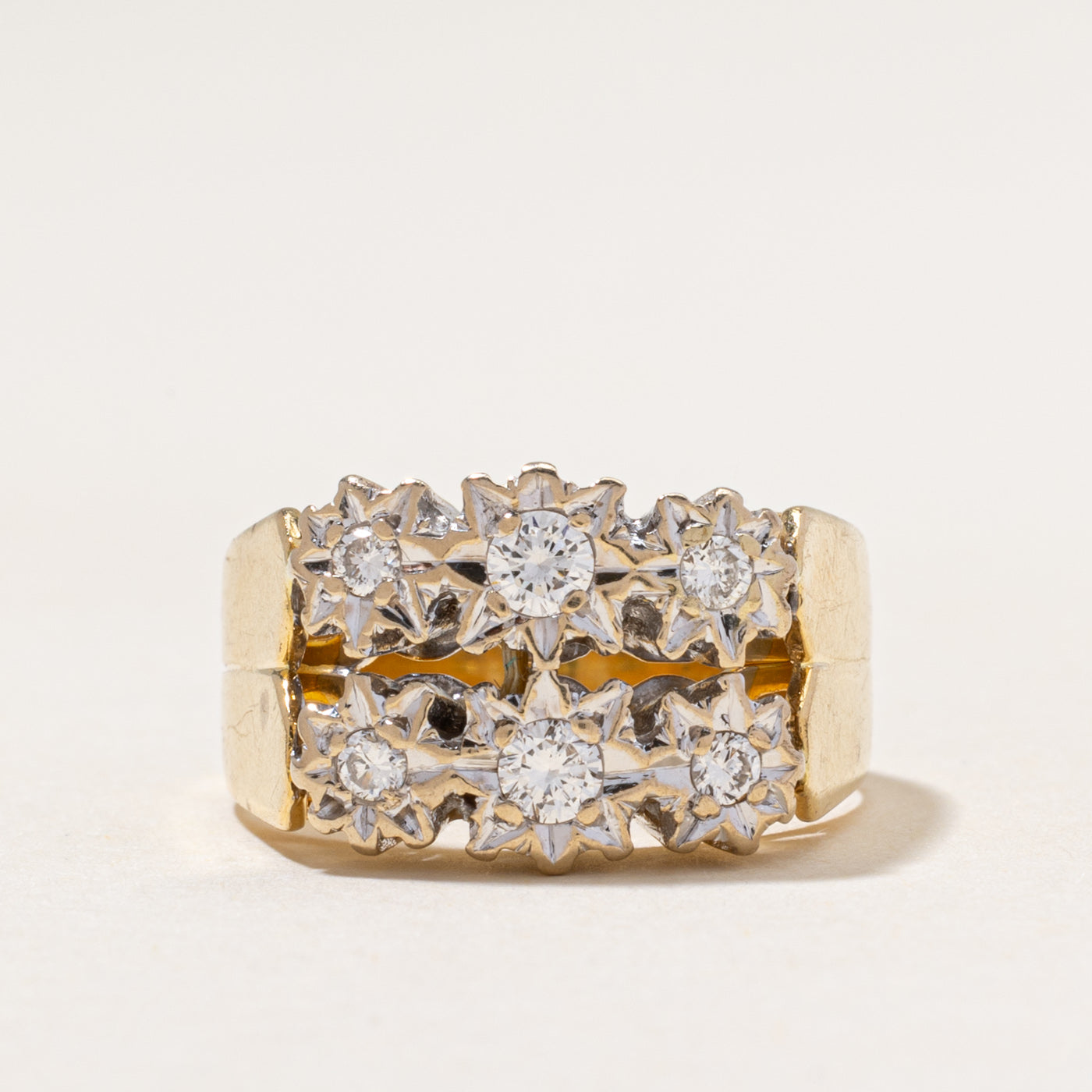 Double Row Diamond Starburst Ring | 0.40ctw | SZ 7.25
