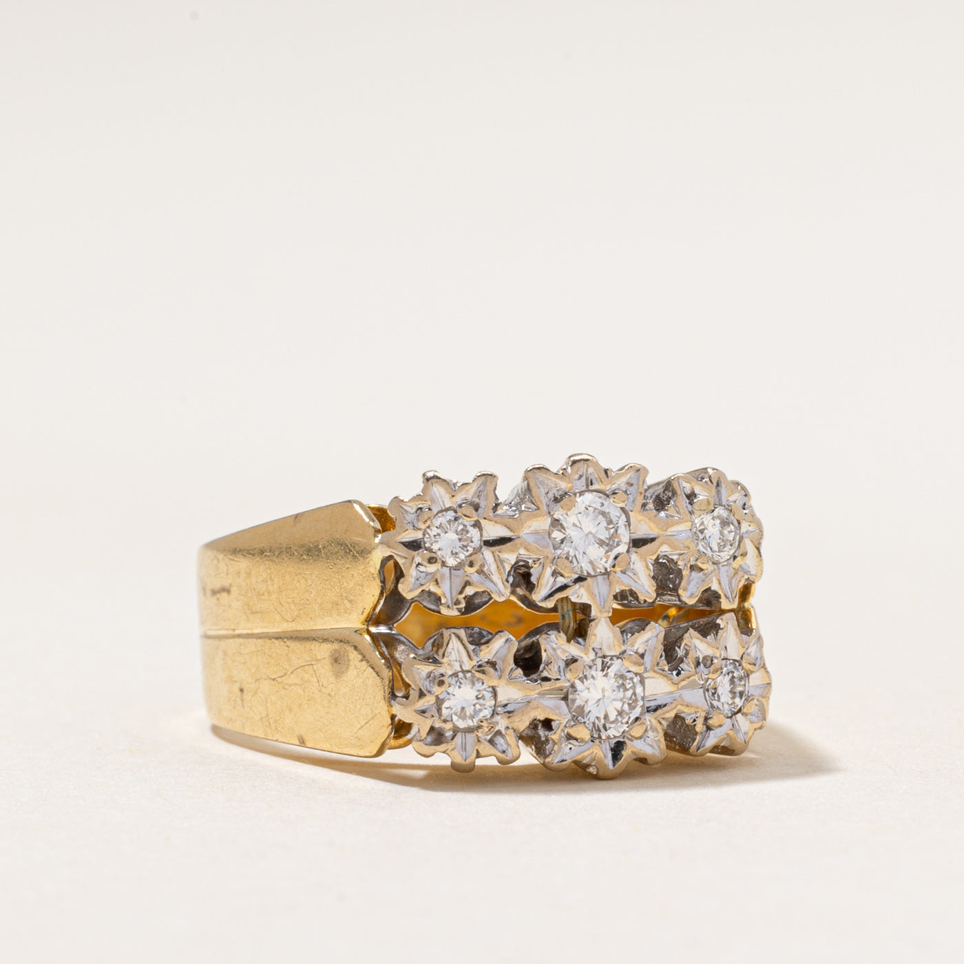 Double Row Diamond Starburst Ring | 0.40ctw | SZ 7.25