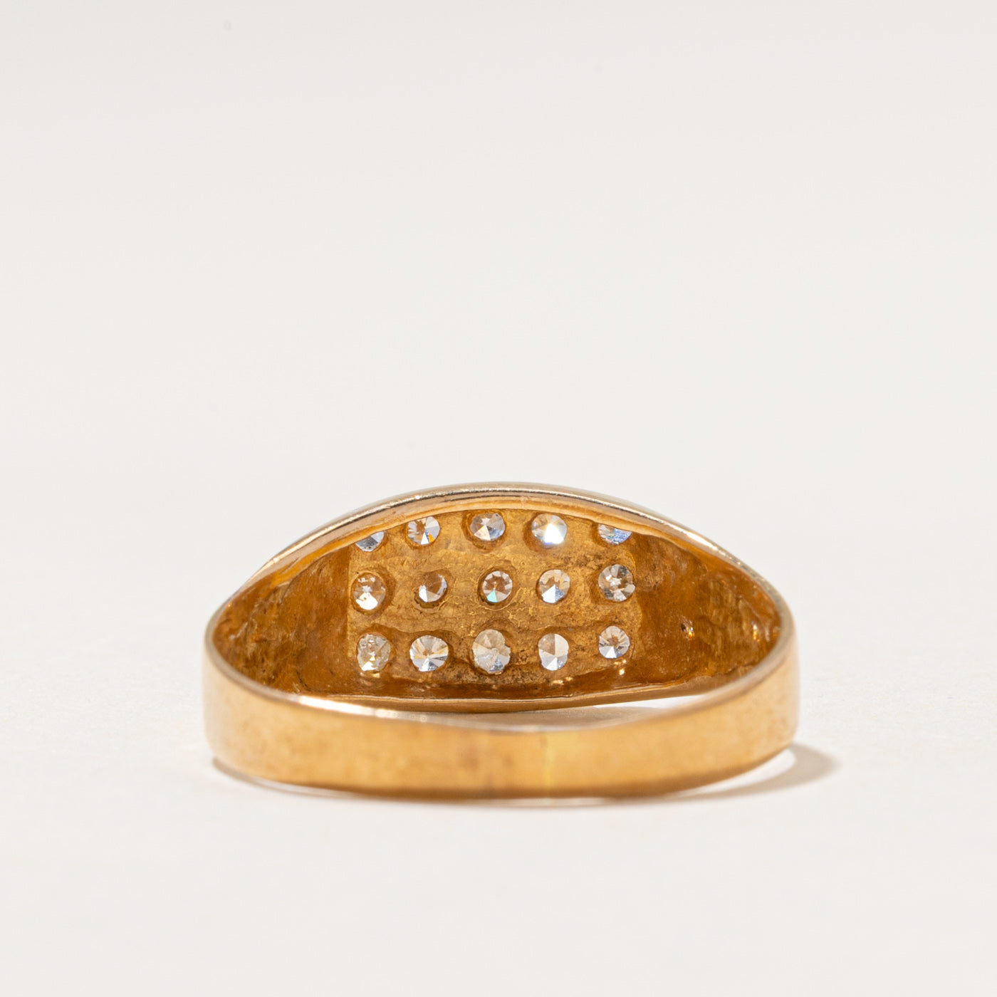 Diamond Grid Textured Signet Ring | 0.43ctw | SZ 10.75