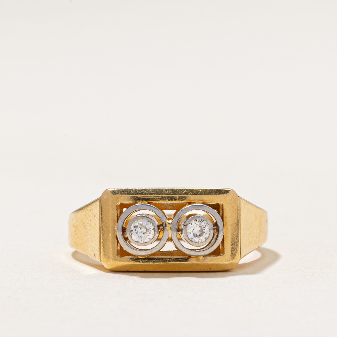 Two Stone Diamond Circle Geometric Ring | 0.12ctw | SZ 7.75