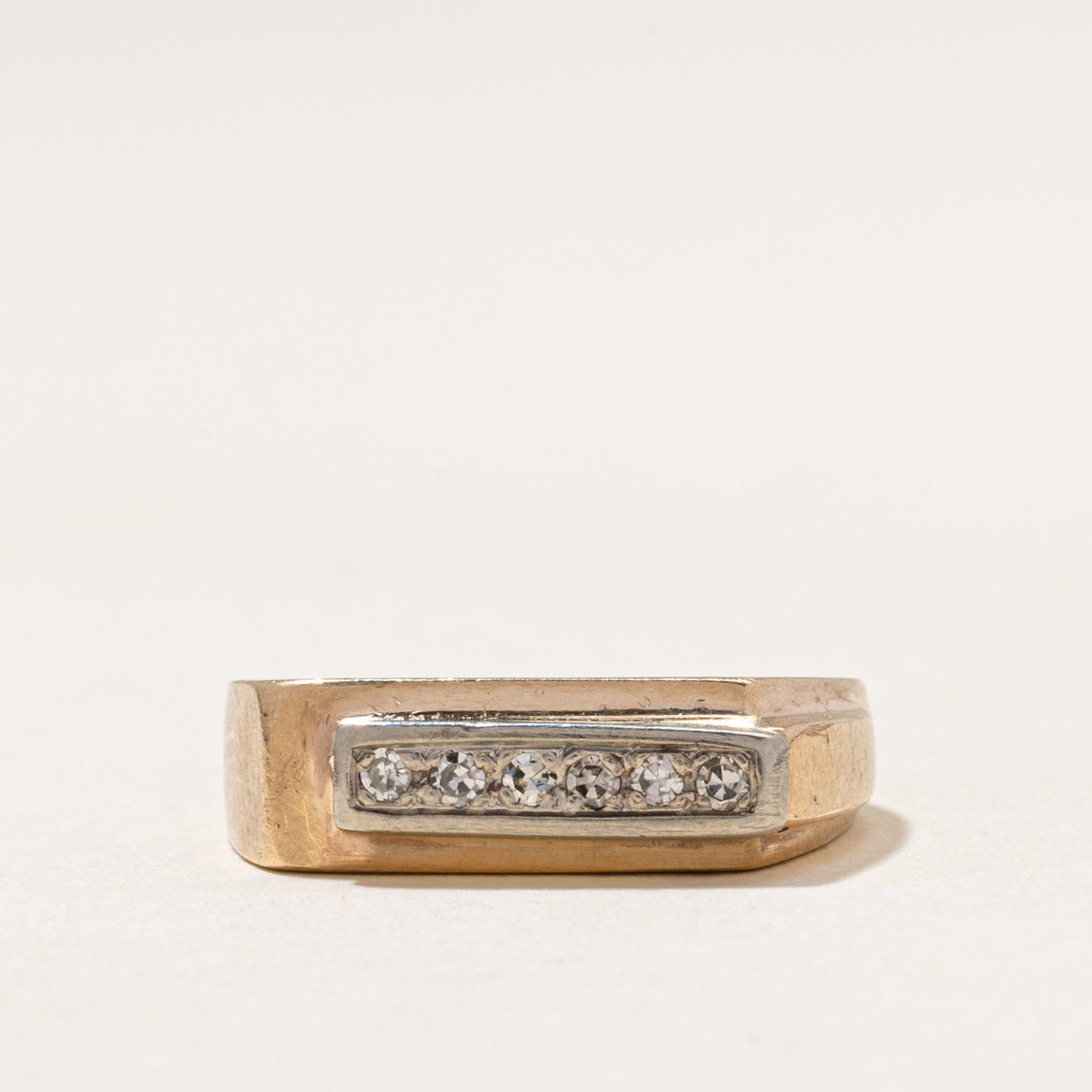 Six Stone Diamond Signet Ring | 0.12ctw | SZ 5.75
