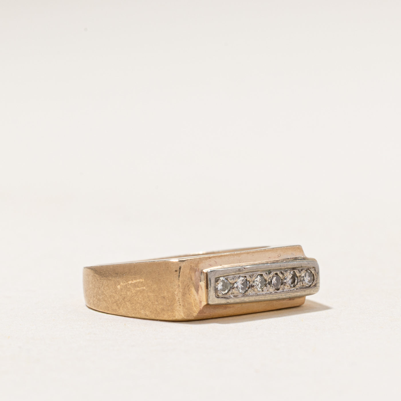 Six Stone Diamond Signet Ring | 0.12ctw | SZ 5.75