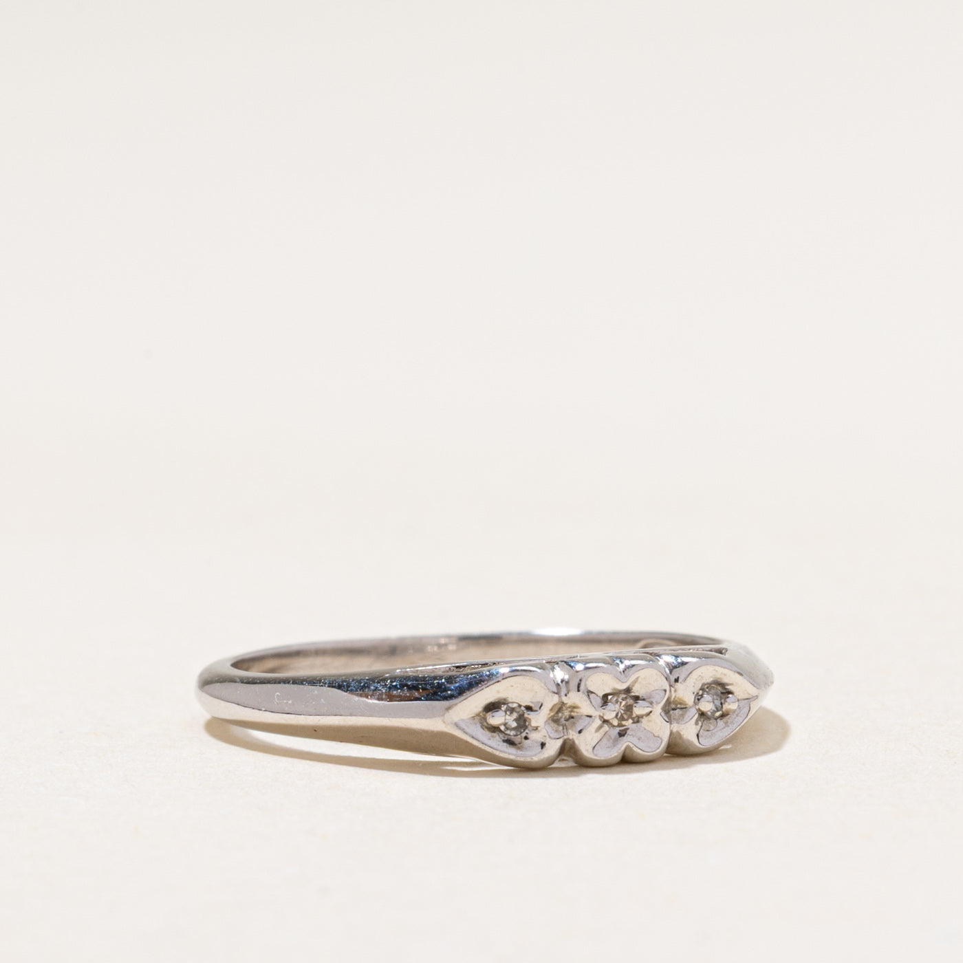 Three Stone Diamond Floral Design Ring | 0.02ctw | SZ 6