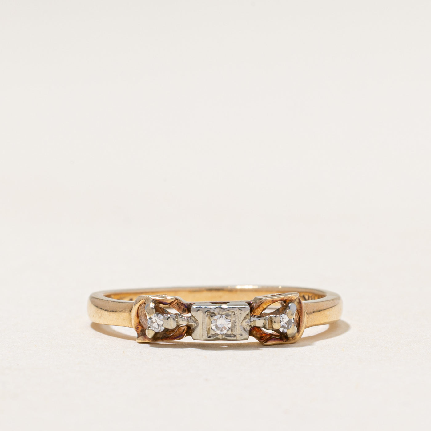 Three Stone Diamond Buckle Ring | 0.04ctw | SZ 6.5