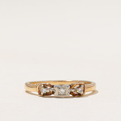 Three Stone Diamond Buckle Ring | 0.04ctw | SZ 6.5