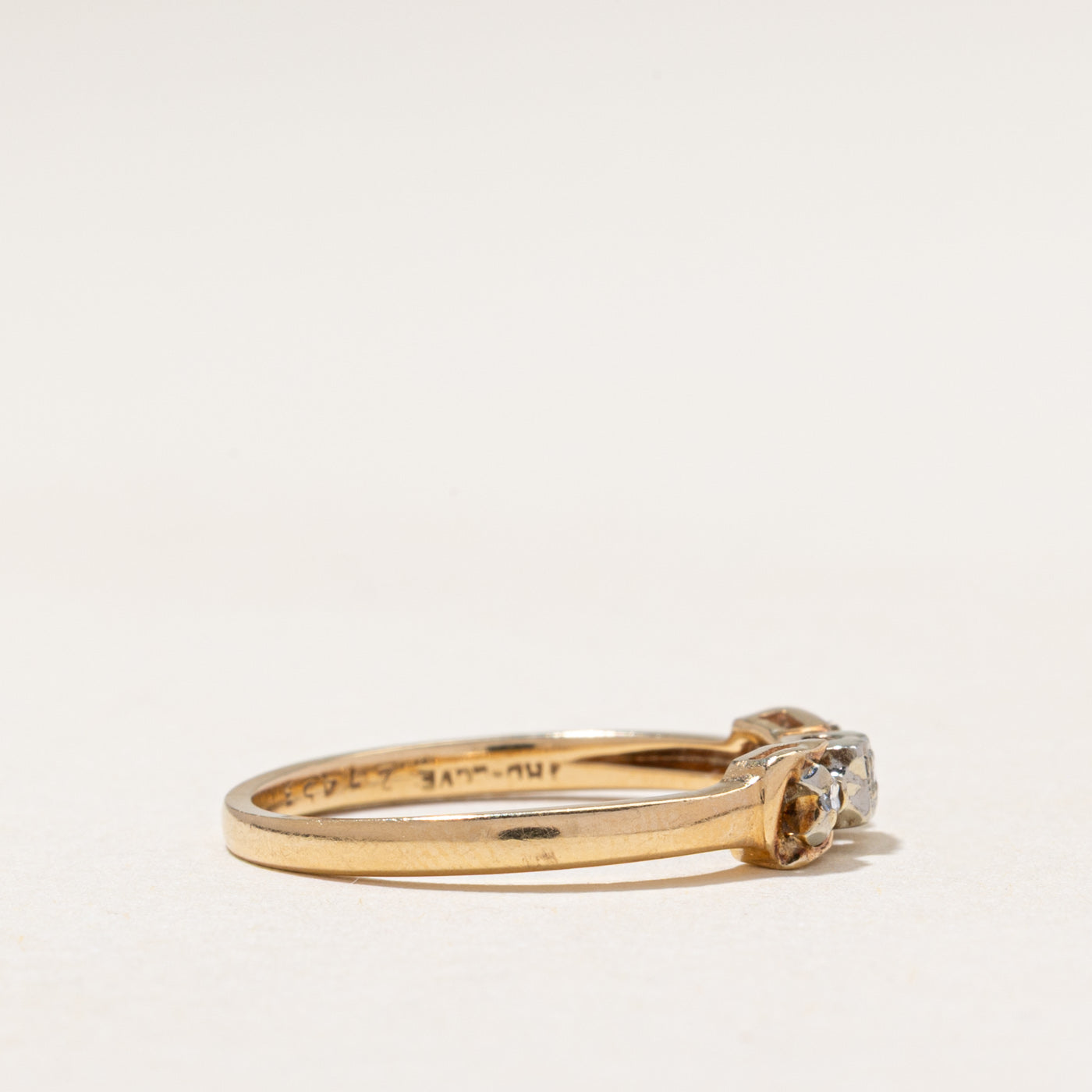 Three Stone Diamond Buckle Ring | 0.04ctw | SZ 6.5
